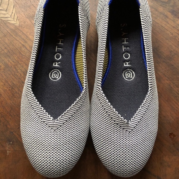 Rothy's Shoes - Rothy Yellow Ribbon Grey Stripped Flats